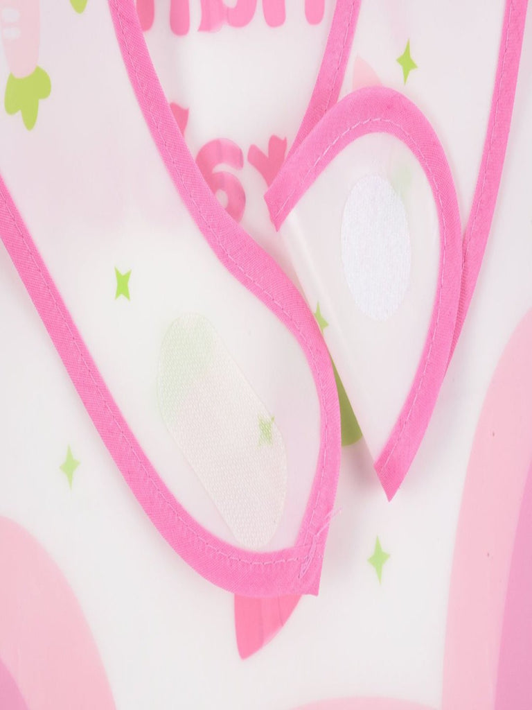 Button design view of Cute Bunny Pink Waterproof Sleeveless Bibs