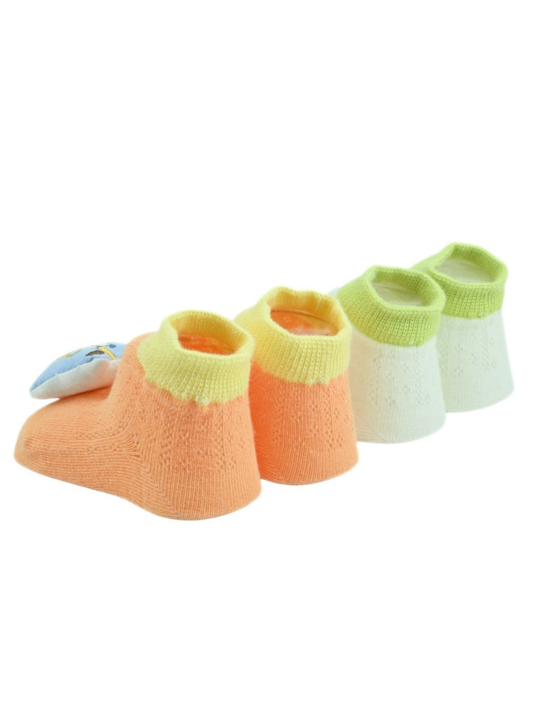 Cute Car & Bear Character 3D Doll Head Ankle Socks for  Boys - Multi - Back View