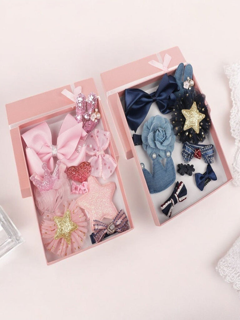 Cute Hair Clips Set for Girls - Chic Pink & Blue Assortment Pack of 2 creative view