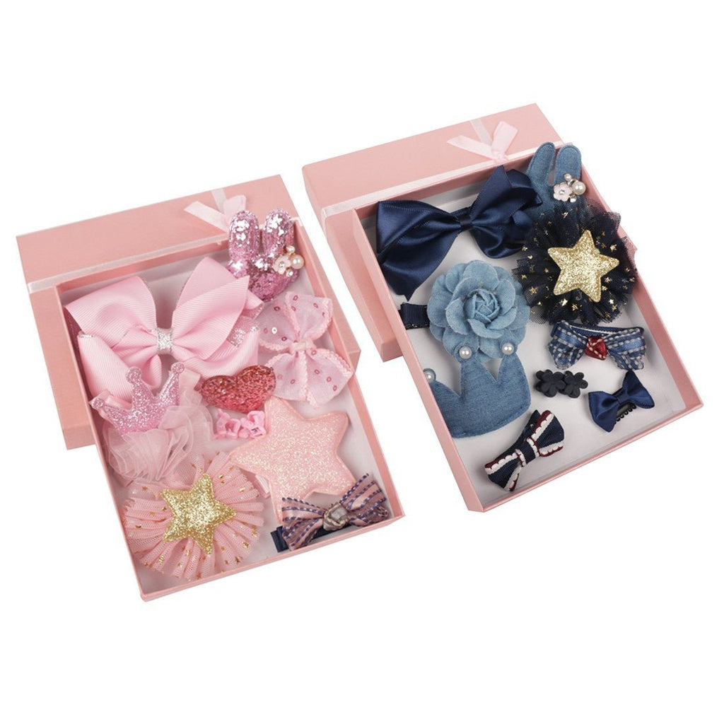 Pack of 2 Stylish Pink and Blue Hair Clips Set by Yellow Bee for Girls