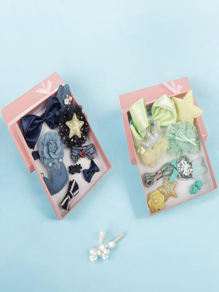 Cute Hair Clips Set for Girls - Pack of 2 Lime & Blue creative view