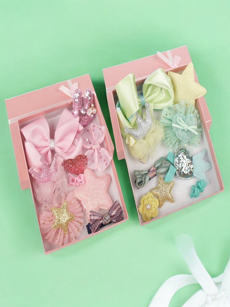 Yellow Bee Pink and Lime Hair Clips Set in Box Presentation