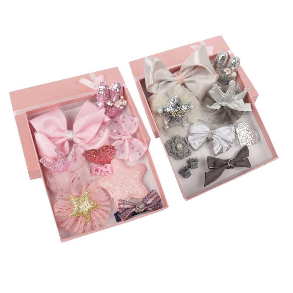 Assorted Pink & Silver Hair Clips Set for Girls by Yellow Bee - Pack of 2