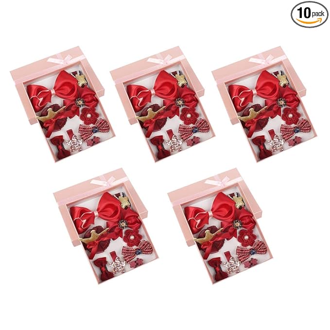 Pack of 5 Yellow Bee Cute Hair Clips Set for Girls in red, packaged and ready for gifting.