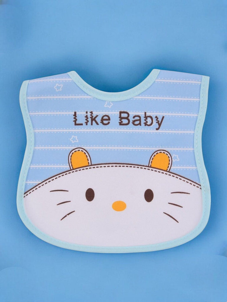 Cute Kitty Striped Baby Bib with Waterproof Backing For Boys-creative view