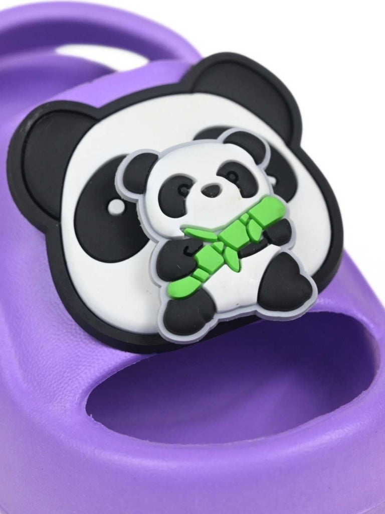 Charming Panda & Bamboo Rotating Charms Clogs for Girls-  Close Up view