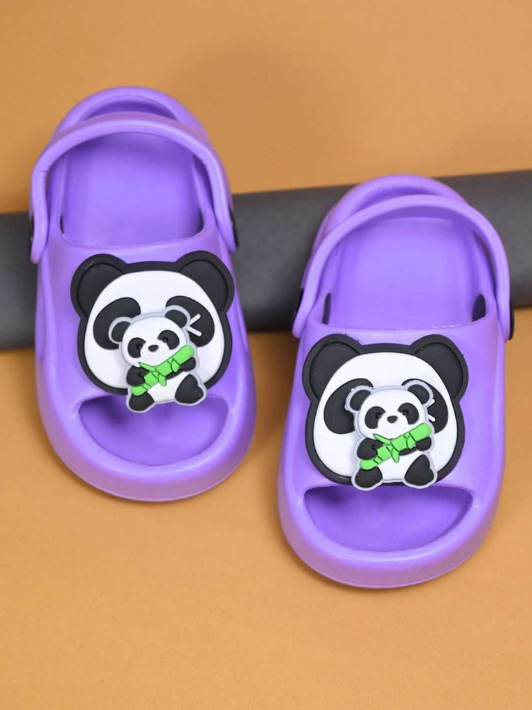 Cute Panda & Bamboo Rotating Charms Sandals for Girls – Purple Creative View