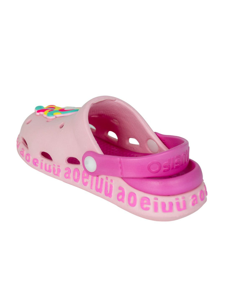 Cute Pink Clogs with 3D Unicorn Charms for Girls-Back View