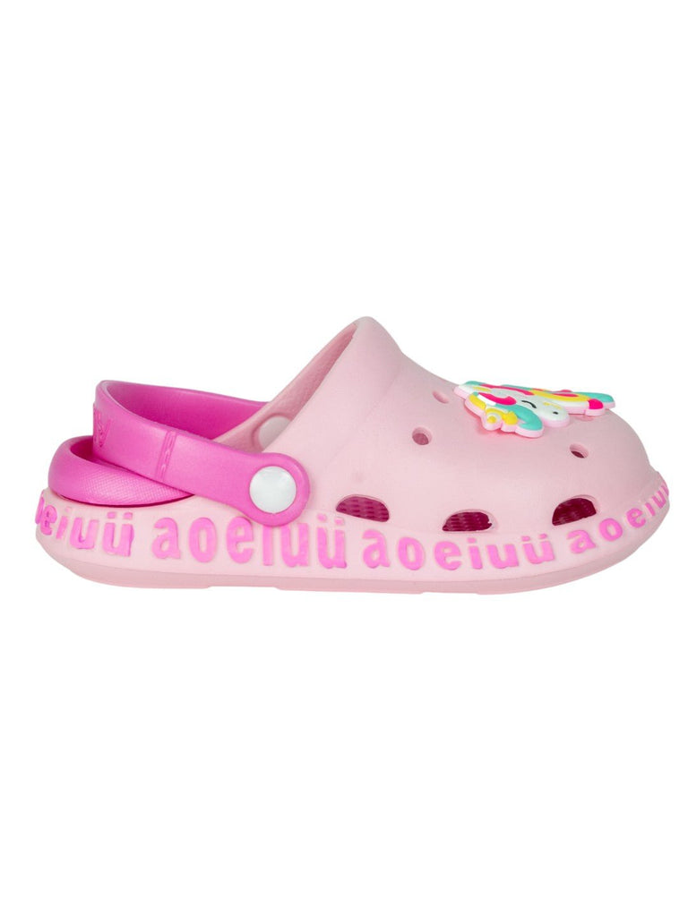 Cute Pink Clogs with 3D Unicorn Charms for Girls-Side View