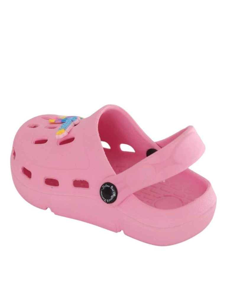 Cute Pink Clogs with Colorful Candy & “Happy” Charms for Girls-Back View