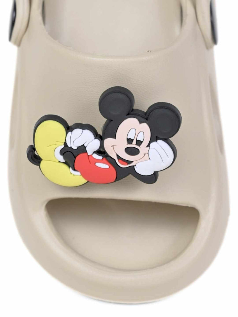 Cute & Playful Mickey Mouse Rotating Charms Sandals for Boys – Beige-Front View