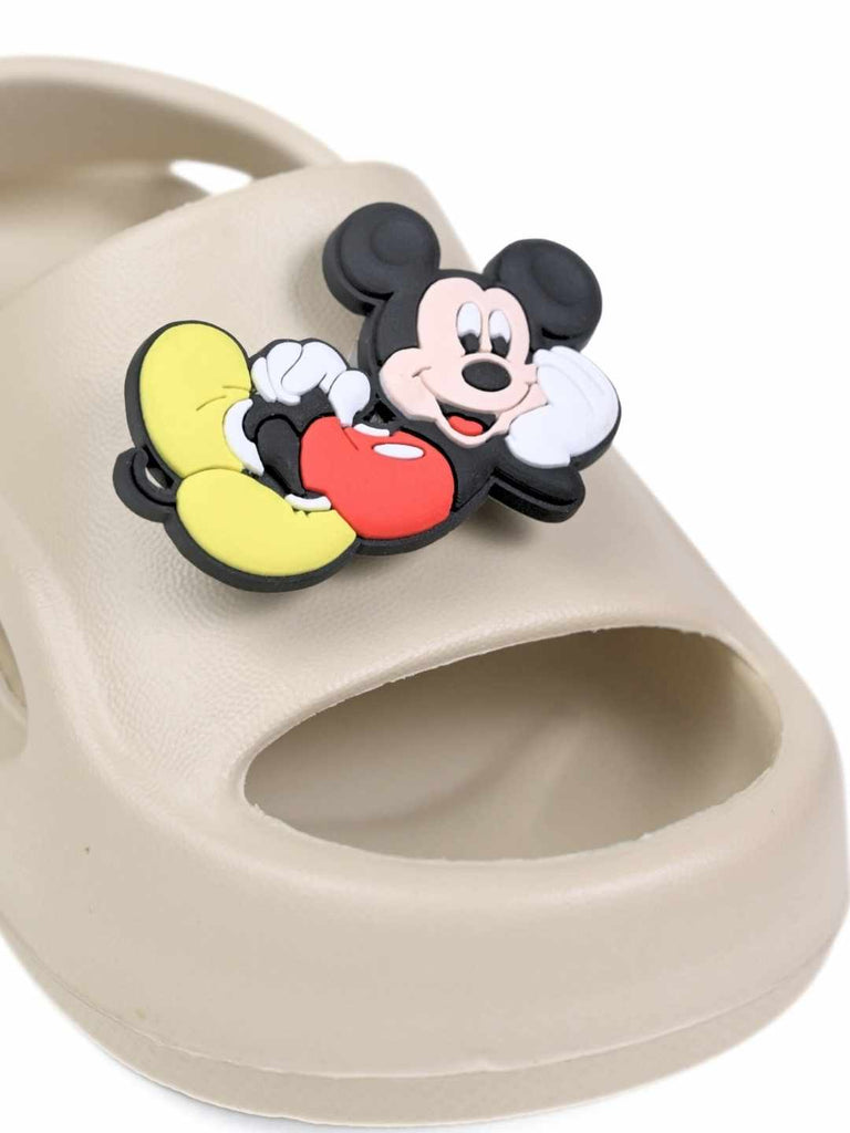 Cute & Playful Mickey Mouse Rotating Charms Sandals for Boys – Beige-Close up view