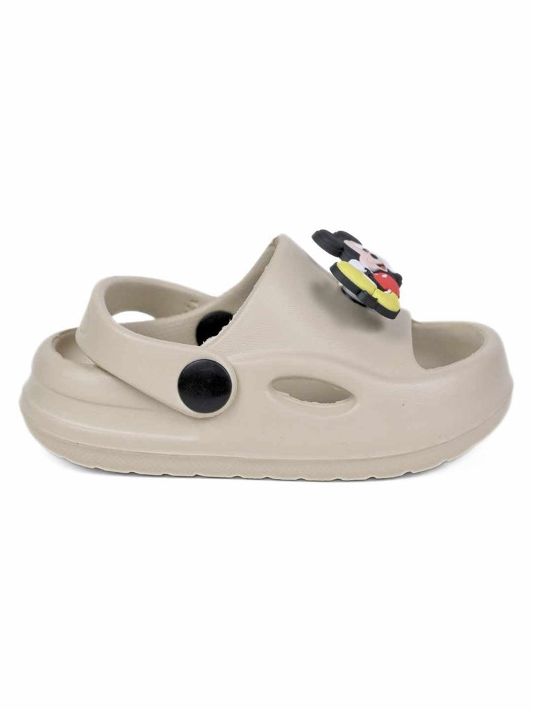 Cute & Playful Mickey Mouse Rotating Charms Sandals for Boys – Beige-Side View