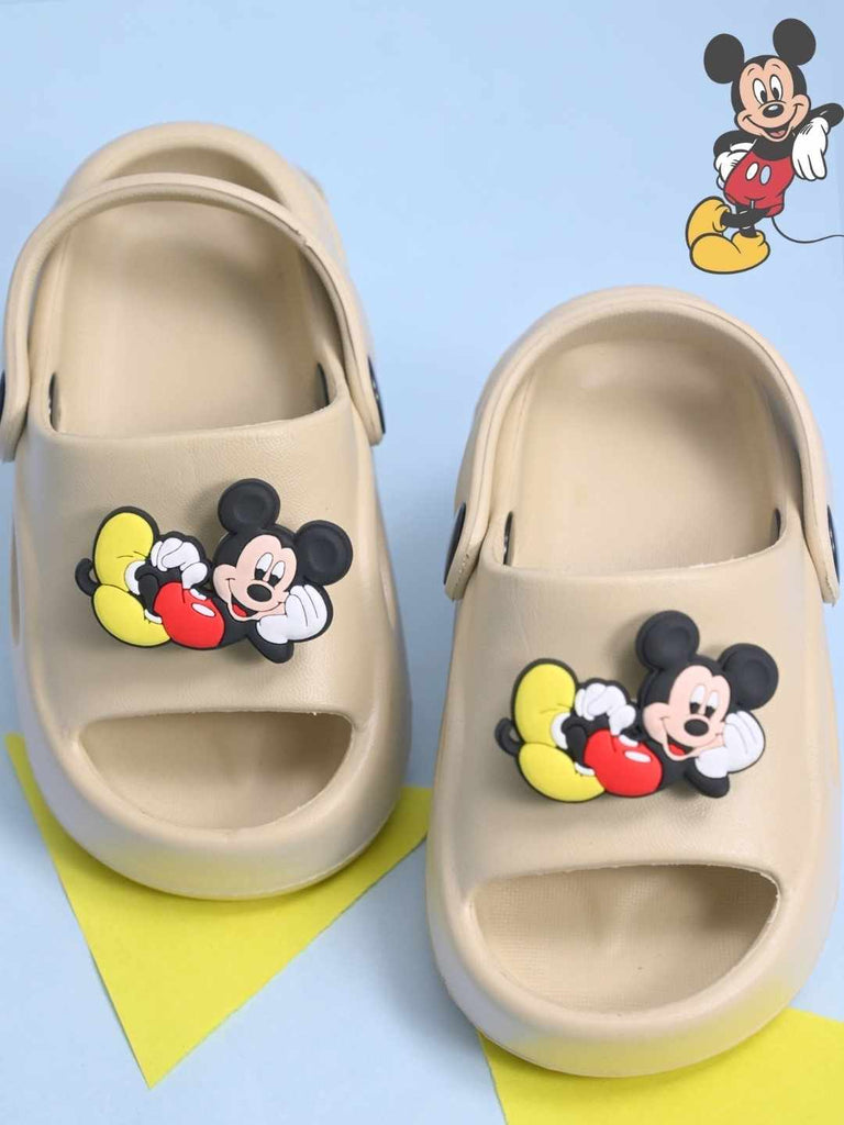 Cute & Playful Mickey Mouse Rotating Charms Sandals for Boys – Beige-Creative View
