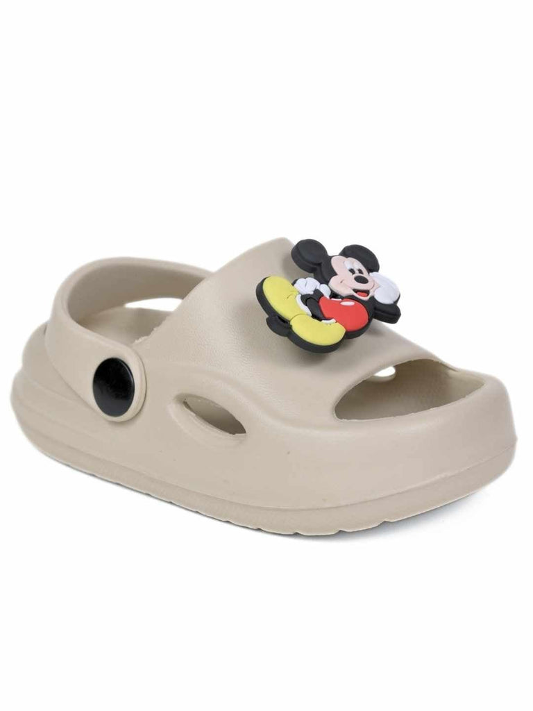 Cute & Playful Mickey Mouse Rotating Charms Sandals for Boys – Beige-Angle View