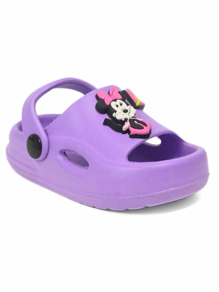 Cute & Playful Minnie Mouse and Daisy Duck Charms Sandals – Purple-Angle View