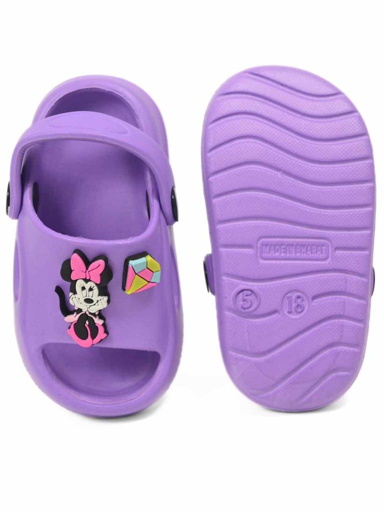 Cute & Playful Minnie Mouse and Daisy Duck Charms Sandals – Purple-Front & Back View