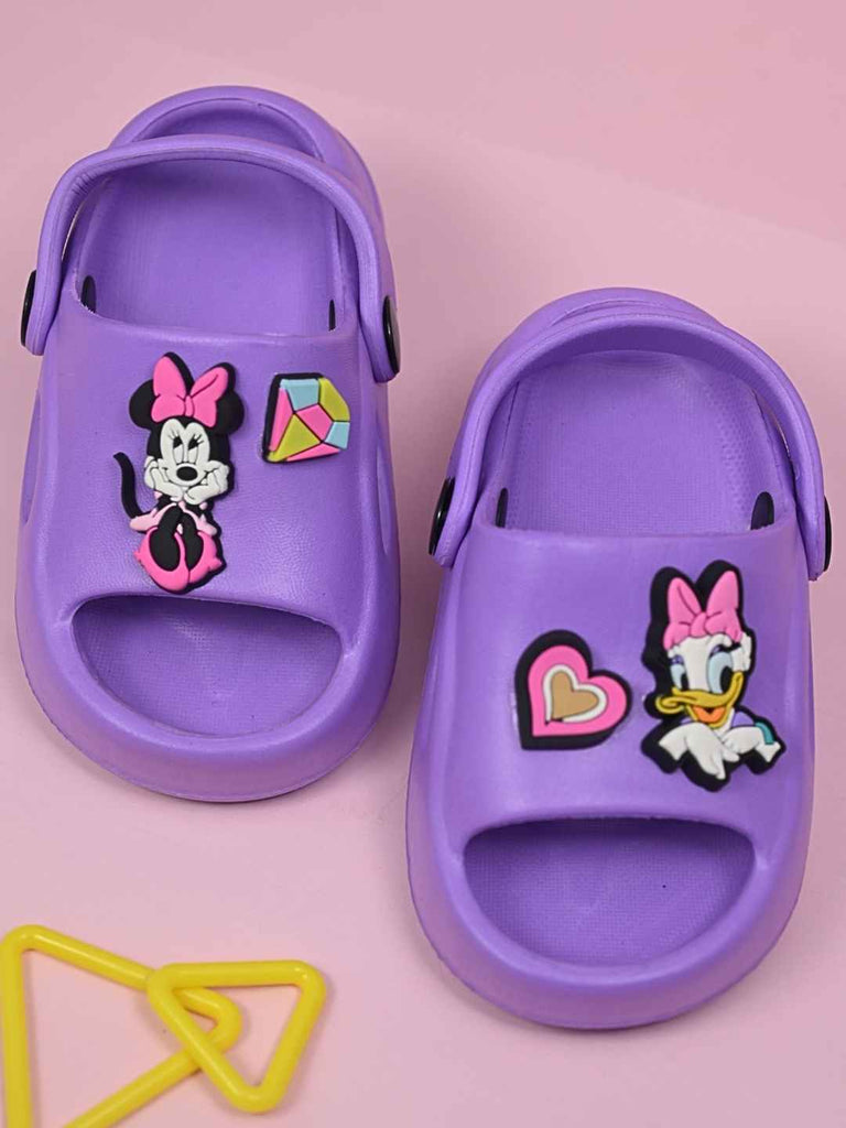 Cute & Playful Minnie Mouse and Daisy Duck Charms Sandals – Purple-Creative View