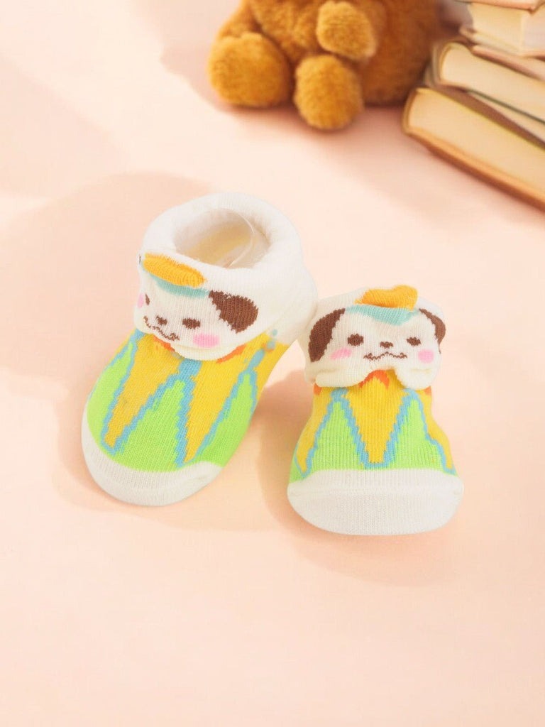 Cute_Puppy_Baby_Socks_with_Colorful_Outfit_Design_Creative_View-Photoroom