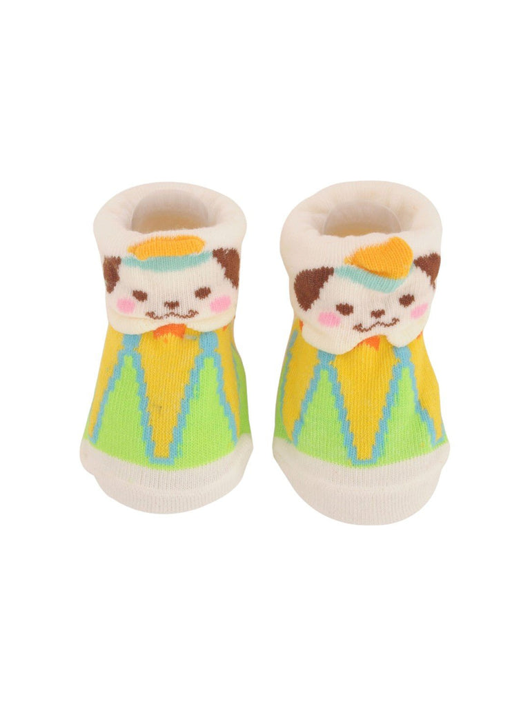 Cute_Puppy_Baby_Socks_with_Colorful_Outfit_Design_Upper_View-Photoroom