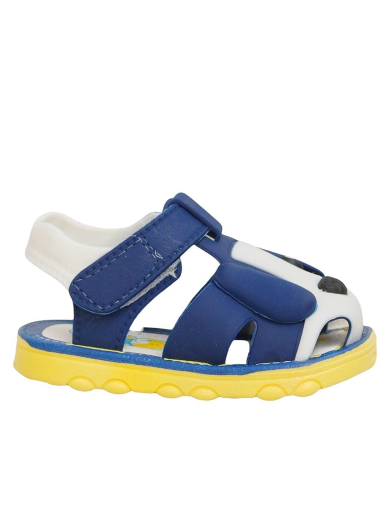 Cute Puppy Sandals for Boys - Navy & White-Side View