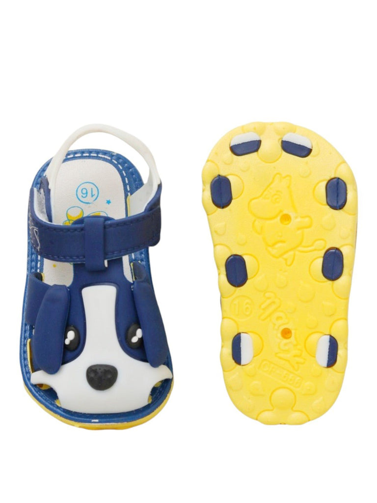 Cute Puppy Sandals for Boys - Navy & White-Front & Back View