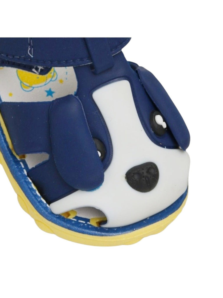 Cute Puppy Sandals for Boys - Navy & White-Close up view