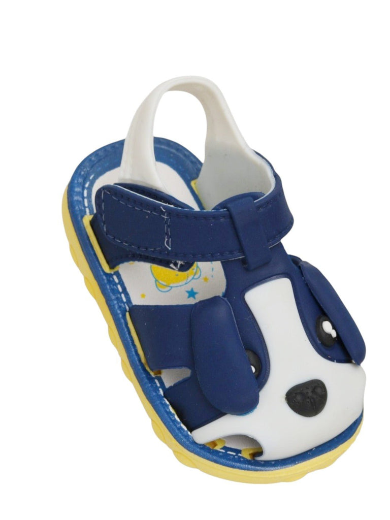 Cute Puppy Sandals for Boys - Navy & White-Angle View