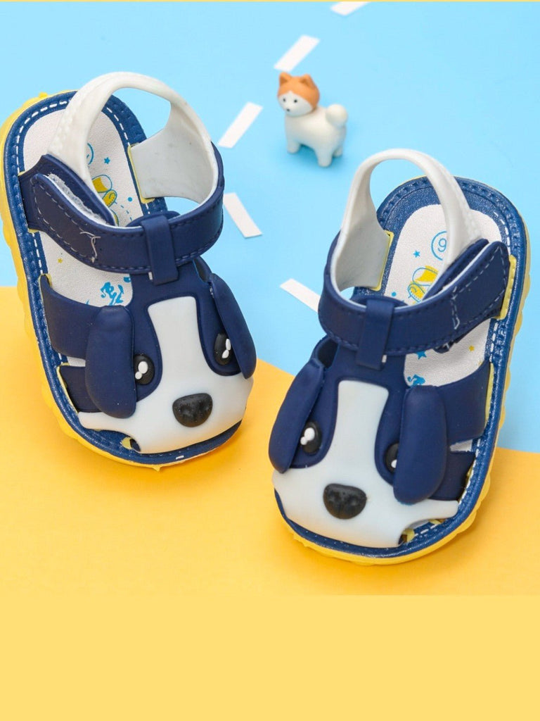 Cute Puppy Sandals for Boys - Navy & White