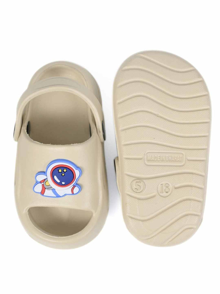 Cute Space Explorer Charm Sandals for Boys – Beige Front & Back  View