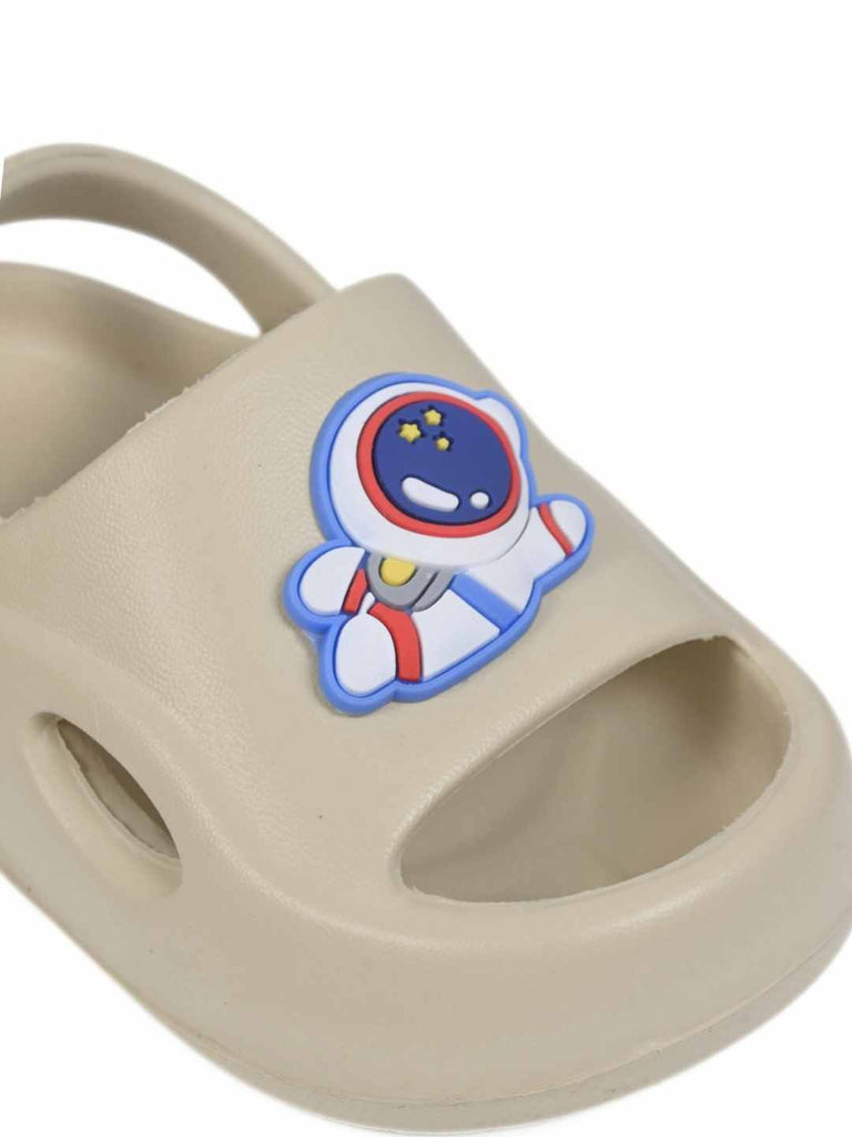 Cute Space Explorer Charm Sandals for Boys – Beige Close UP  View