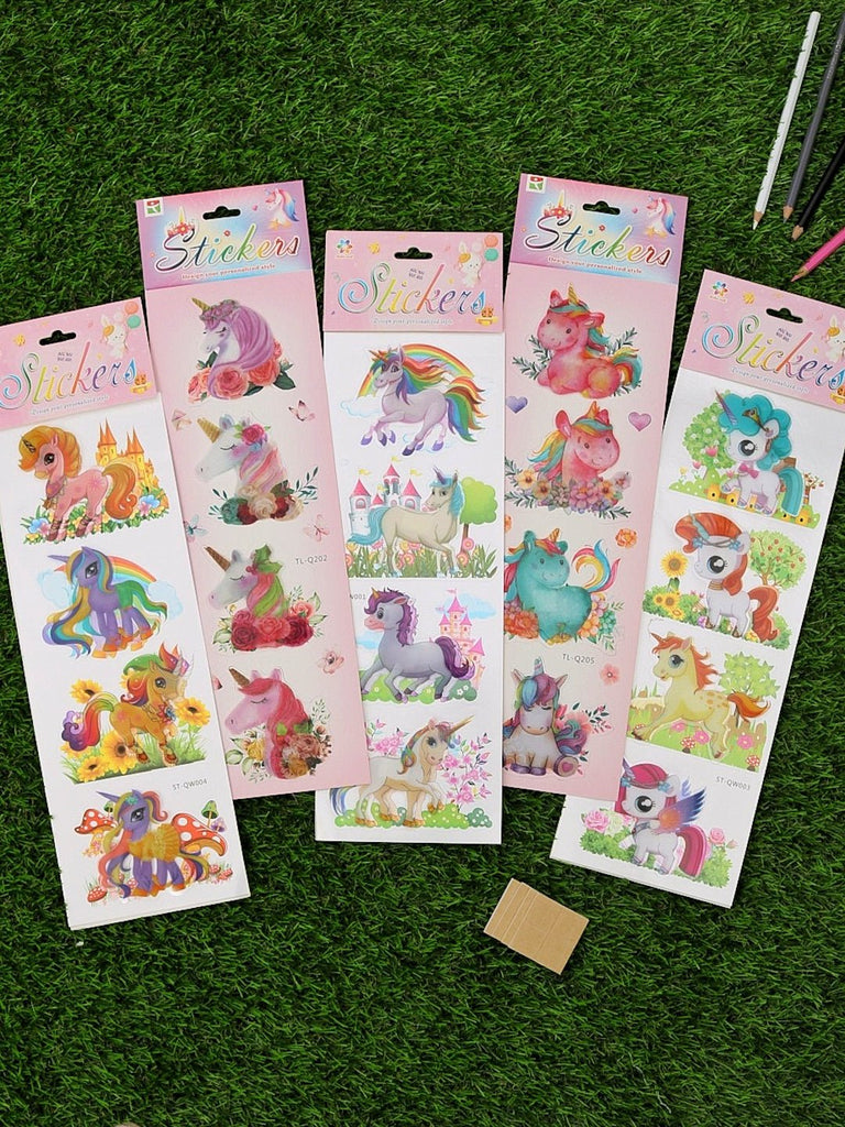 Yellow Bee Multicolor Unicorn Stickers  Pack of 5.