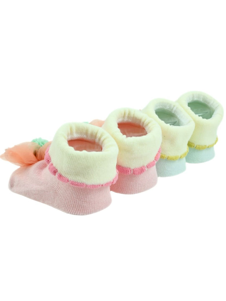 Daisy Dreams Baby Ankle Socks – 3D Flower Pastel Booties Ankle socks for Girl - Multi - Back View