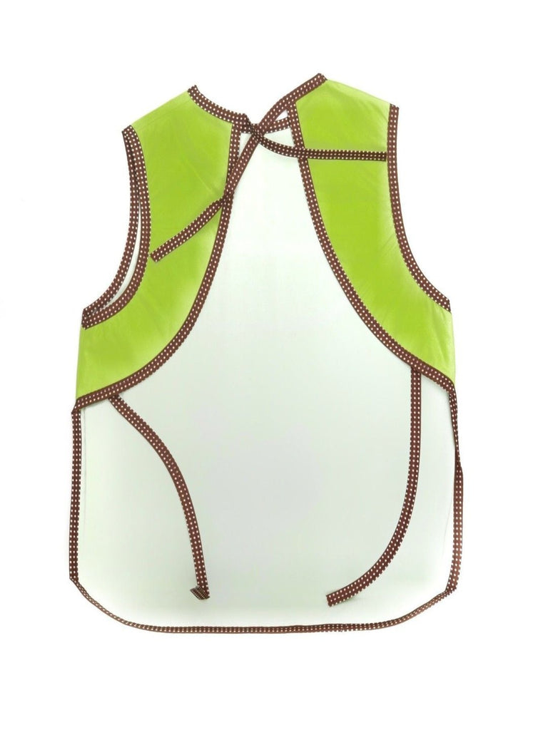 Back view showing the tie closure of the Dapper Dinosaur Baby Bib in green.