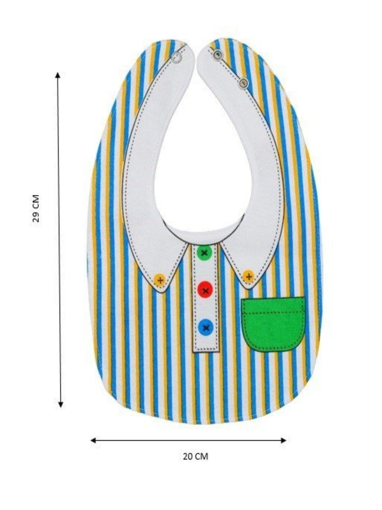 Dimensions of Dapper Dress-Up Baby Bib highlighting its practical design