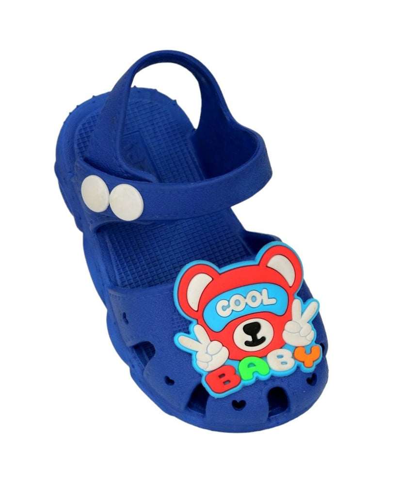 Dark Blue Cool Baby Bear Sandals for Boys - Side Angle View