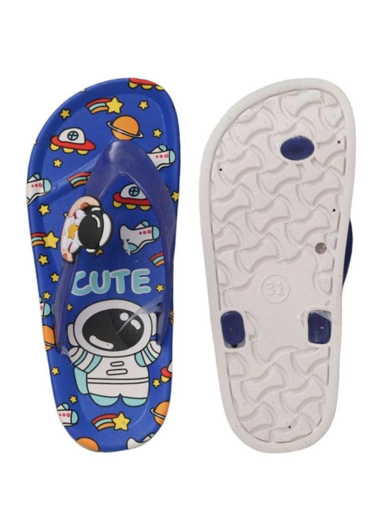 Front and back view of Deep Blue Astronaut Slides for Boys