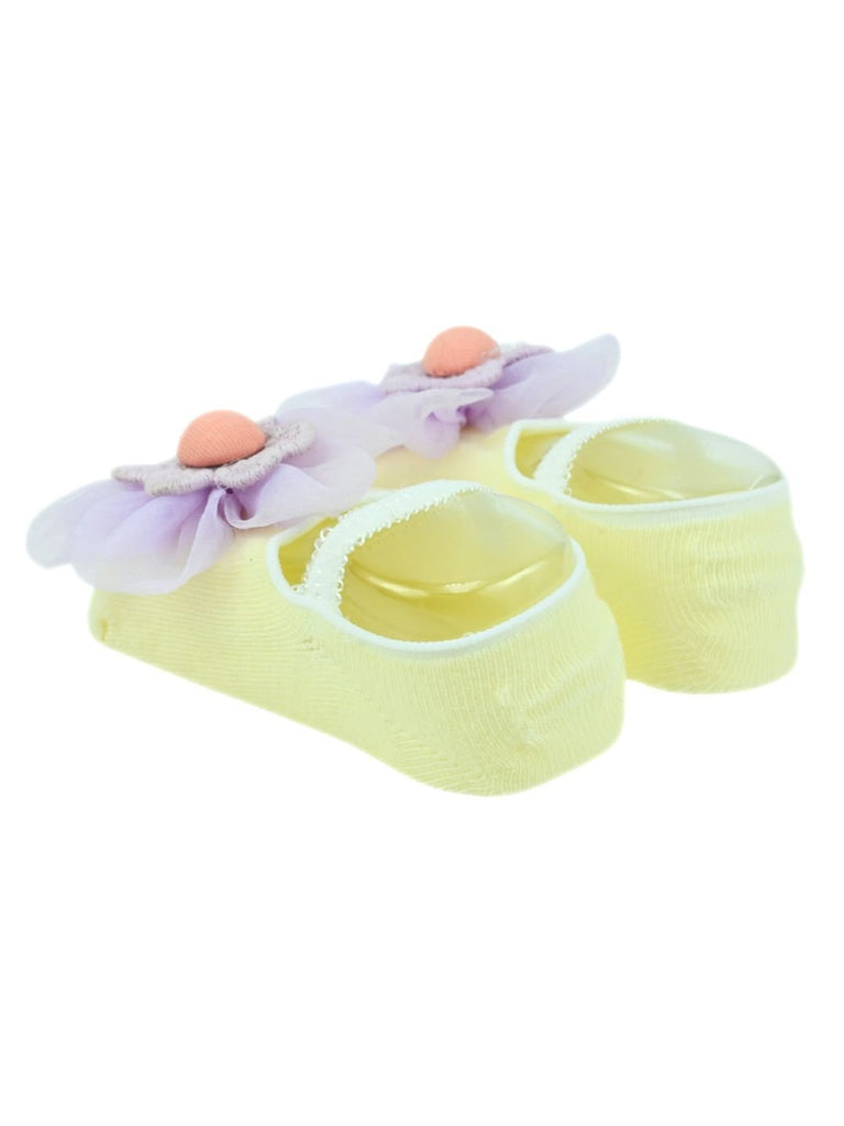 Delicate Baby Socks with Charming Floral Charm for Girls - Purple Back View