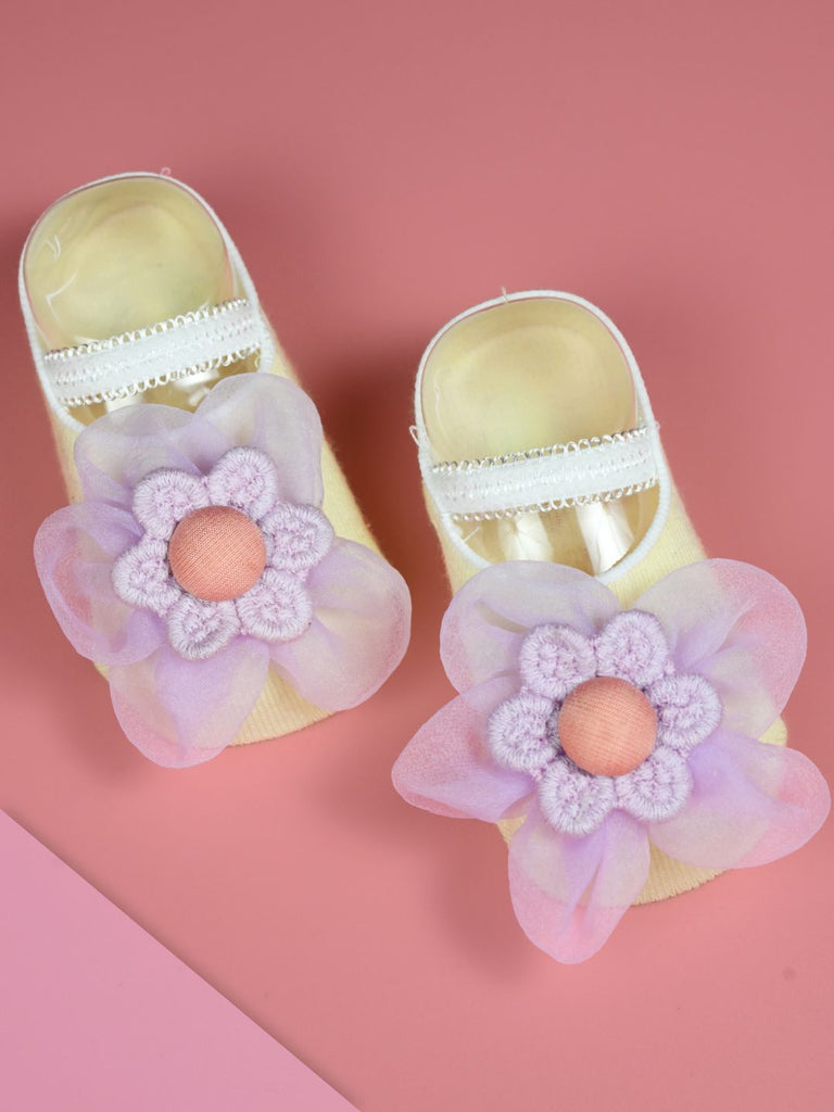 Delicate Baby Socks with Charming Floral Charm for Girls - Purple  Creative View