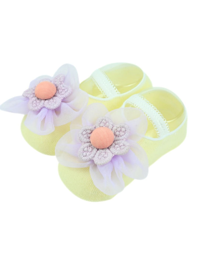 Delicate Baby Socks with Charming Floral Charm for Girls - Purple Side View