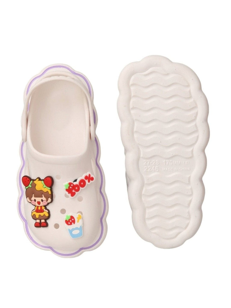 Yellow Bee Delightful Strawberry Milkshake Clogs for Girls - Front and Back View