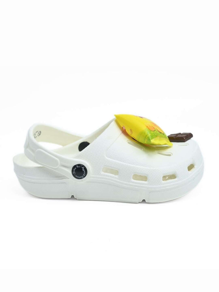 Delightful_Clogs_with_Burger_Fries_Chocolate_Charm_for_Boys-_White_-  Side View