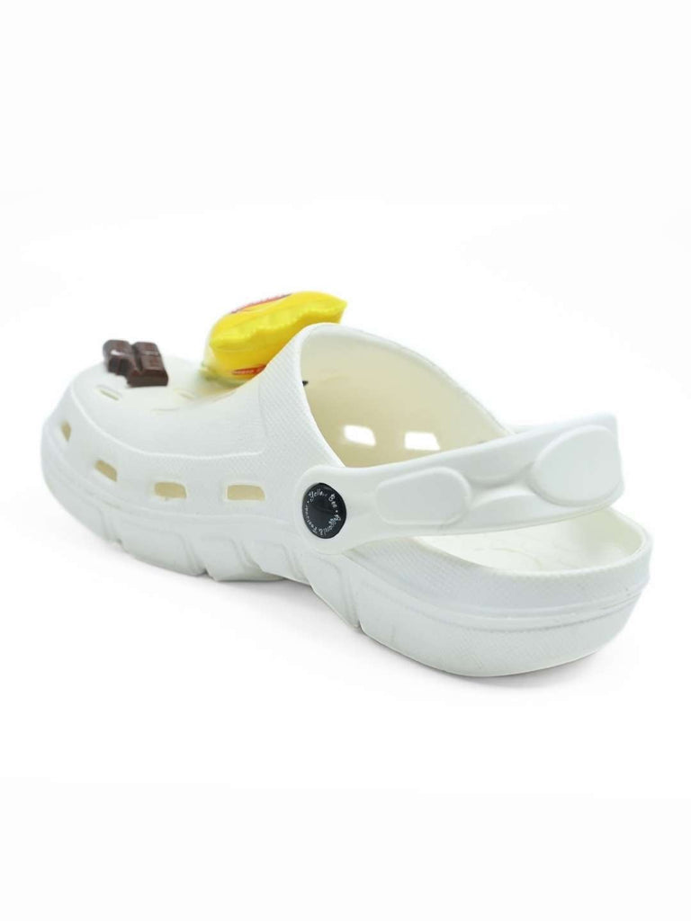 Delightful_Clogs_with_Burger_Fries_Chocolate_Charm_for_Boys-_White_- Back View