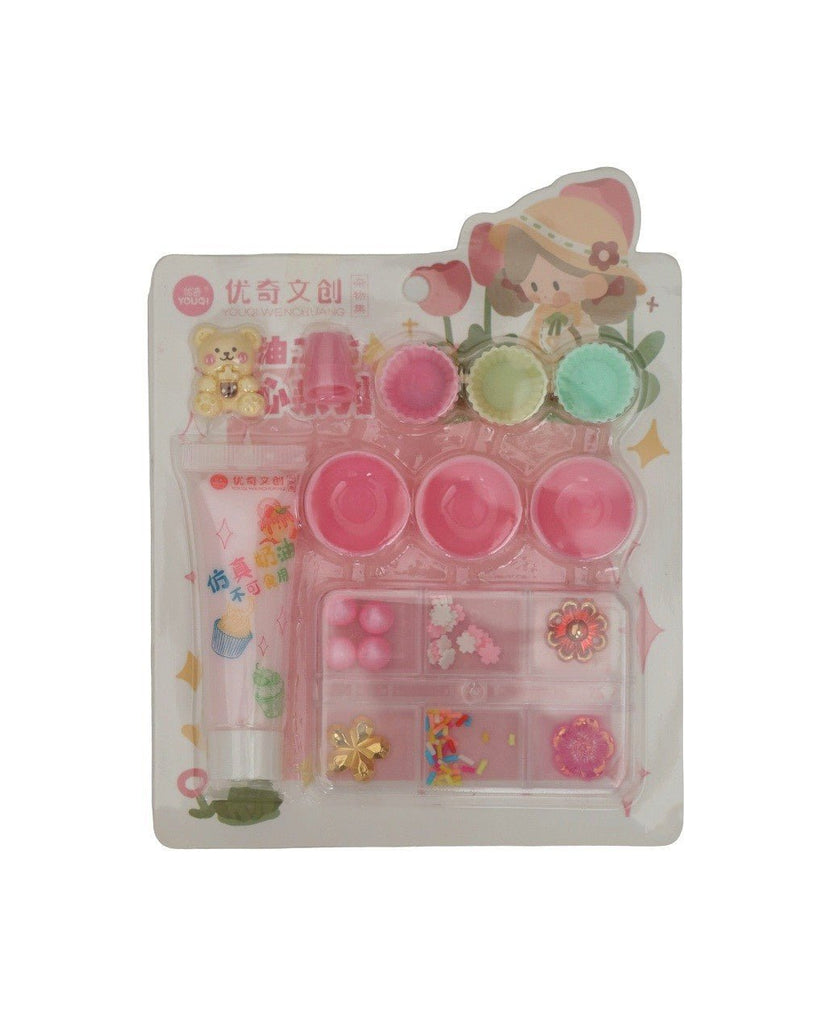 Detailed view of the Pink Cupcakes Themed DIY Resin Craft Kit, showing beads and sequins.