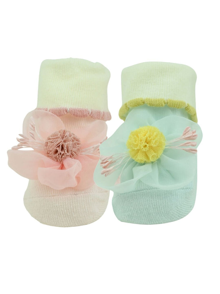Delightful Flower Accent 3D Ankle Socks Set for Baby Girls - Multi - Single View