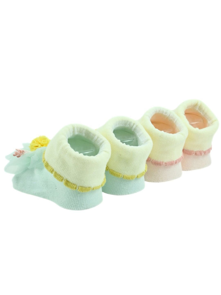 Delightful Flower Accent 3D Ankle Socks Set for Baby Girls - Multi - Back View