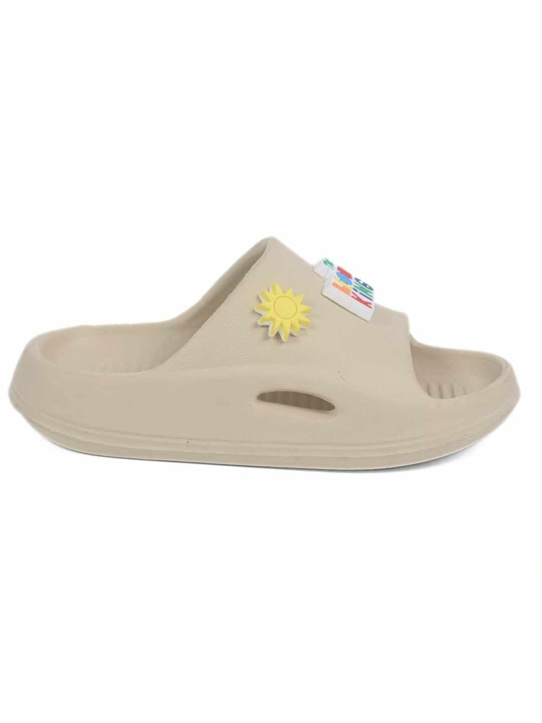 Delightful Lion King Simba & Logo Theme Slides for Boys Beige - Side View