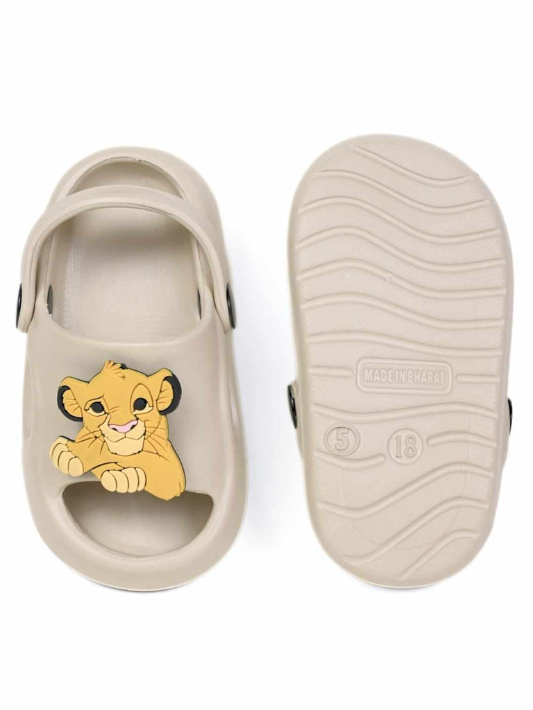 Yellow Bee Delightful & Stylish Simba Rotating Charm Sandals for Boys – Beige - Front & Back View