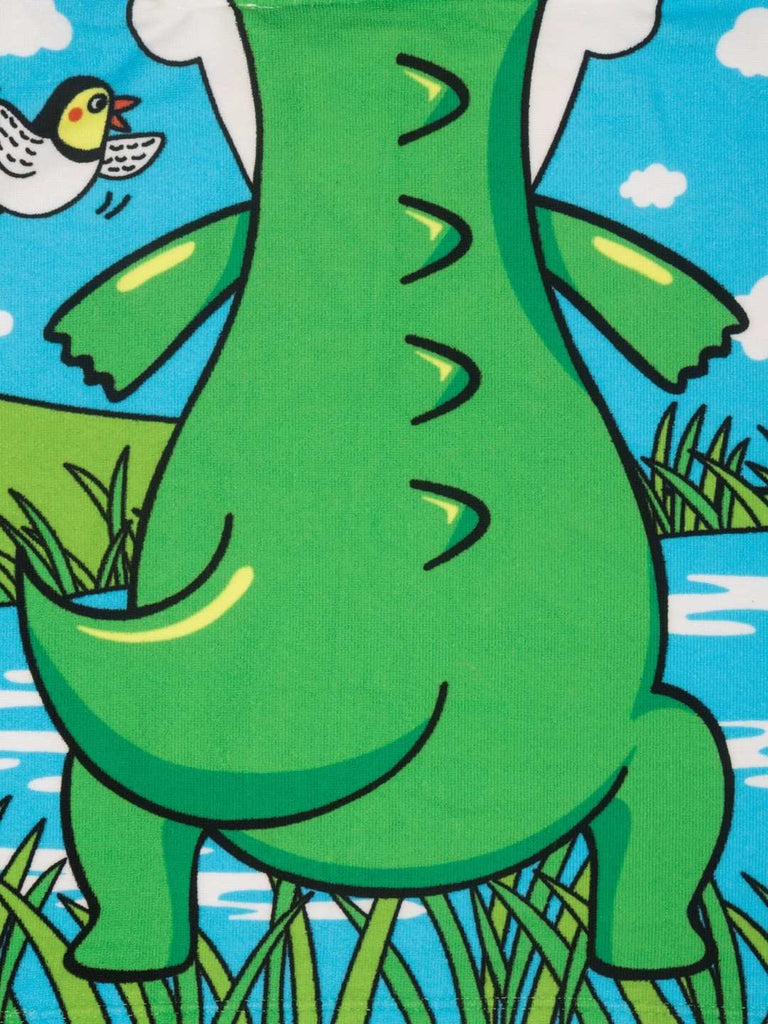 Dino Hooded  Poncho Towel for Boys  (250 GSM)- Blue, Green, Yellow, 120 x 60 cm-Showing Back Design