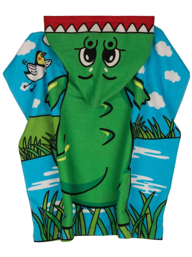Dino Hooded  Poncho Towel for Boys  (250 GSM)- Blue, Green, Yellow, 120 x 60 cm-Back View